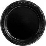 Huhtamaki Chinet Black Heavyweight Plastic 3 Compartment Plate 10