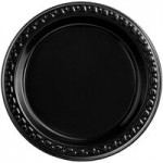 Huhtamaki Chinet Black Heavyweight Plastic 3 Compartment Plate 10