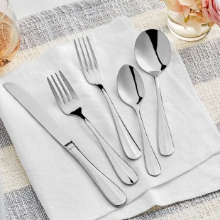 Acopa Brigitte 18/8 Stainless Steel Extra Heavy Weight Flatware 5-Piece Set - Sample