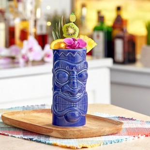 Acopa 21 oz. Blue Ceramic Tiki Mug - Sample