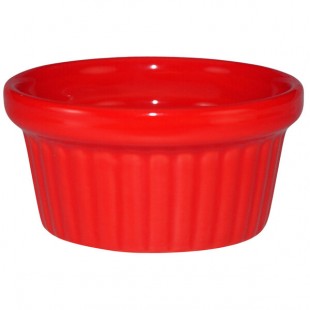 International Tableware Cancun 2 oz. Crimson Red Stoneware Fluted Ramekin - 36/Case