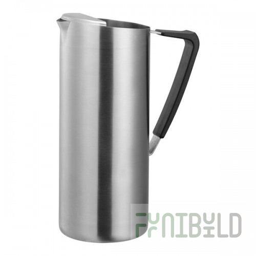 Service Ideas 64.2 oz. Slim Brushed Stainless Steel Pitcher with Guard X7025BSV2