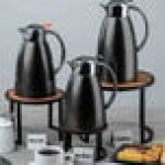 TableCraft 3-Piece Round Acacia Wood and Steel Riser Set TableCraft 3-Piece Round Acacia Wood and Steel Riser Set