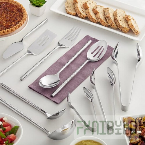 Carlisle Terra 10-Piece 18/0 Hammered Stainless Steel Heavy Weight Buffetware Utensils Set