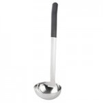 TableCraft AM5302BK Antimicrobial 2 oz. One-Piece Stainless Steel Ladle with Black Handle