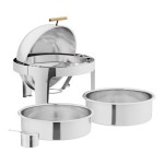 Acopa Supreme 6.5 Qt. Round Gold Accent Roll Top Chafer