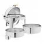 Acopa Supreme 6.5 Qt. Round Gold Accent Roll Top Chafer