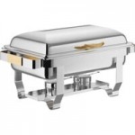 Acopa Supreme 6.5 Qt. Round Gold Accent Roll Top Chafer