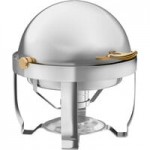 Acopa Supreme 6.5 Qt. Round Gold Accent Roll Top Chafer