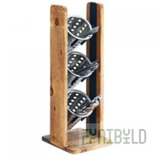 Cal-Mil 3715-46 Mid-Century 3-Cylinder Vertical Flatware / Condiment Display with Brass Accents