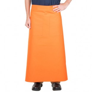 Intedge Orange Poly-Cotton Bistro Apron with 2 Pockets - 38