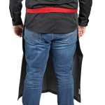 Uncommon Chef 3105 Pinstripe Customizable 100% Cotton Denim King Pin Bistro Apron with Red Webbing and 1 Pocket - 33