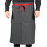 Uncommon Chef 3105 Pinstripe Customizable 100% Cotton Denim King Pin Bistro Apron with Red Webbing and 1 Pocket - 33