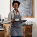 Choice Gray Poly-Cotton Front of House Bib Apron with 3 Pockets - 25 Choice Gray Poly-Cotton Front of House Bib Apron with 3 Pockets - 25