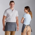 Choice Gray Poly-Cotton Front of House Bib Apron with 3 Pockets - 25 Choice Gray Poly-Cotton Front of House Bib Apron with 3 Pockets - 25