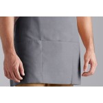 Choice Gray Poly-Cotton Front of House Bib Apron with 3 Pockets - 25 Choice Gray Poly-Cotton Front of House Bib Apron with 3 Pockets - 25