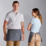 Choice Gray Poly-Cotton Front of House Bib Apron with 3 Pockets - 25 Choice Gray Poly-Cotton Front of House Bib Apron with 3 Pockets - 25