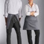 Choice Gray Poly-Cotton Front of House Bib Apron with 3 Pockets - 25 Choice Gray Poly-Cotton Front of House Bib Apron with 3 Pockets - 25