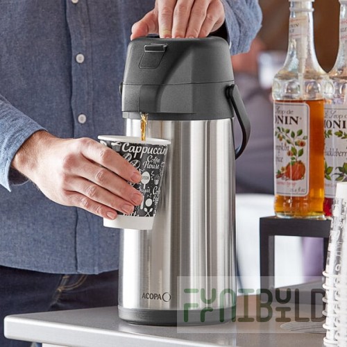 Acopa 2.5 Liter Stainless Steel Lined Decaf Airpot with Push Button