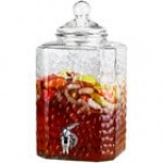 Stylesetter Homestead 2.5 Gallon Hammered Glass Beverage Dispenser with Black Metal Stand by Jay Companies