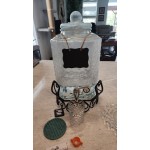 Stylesetter Homestead 2.5 Gallon Hammered Glass Beverage Dispenser with Black Metal Stand by Jay Companies