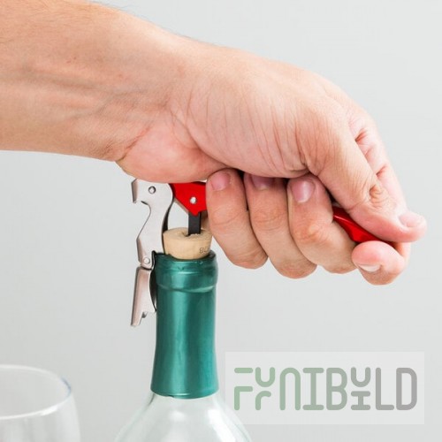 Franmara 5400-20 Duo-Lever Customizable Waiter's Corkscrew with Red Enamel Handle