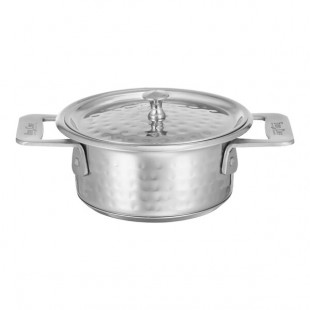 Bon Chef 60021HF Cucina 11 oz. Hammered Finish Stainless Steel Round Side Dish with Lid Bon Chef 60021HF Cucina 11 oz. Hammered Finish Stainless Steel Round Side Dish with Lid