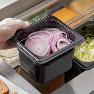 Vigor 1/6 Size Black Polycarbonate Food Pan - 4 Vigor 1/6 Size Black Polycarbonate Food Pan - 4