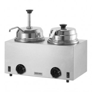 Server Twin FS/FSP 81290 3 Qt. Round Topping Warmer with Pump and Ladle - 120V, 1000W Server Twin FS/FSP 81290 3 Qt. Round Topping Warmer with Pump and Ladle - 120V, 1000W