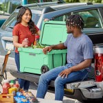 CaterGator CG45SFW Seafoam 45 Qt. Mobile Rotomolded Outdoor Cooler / Ice Chest