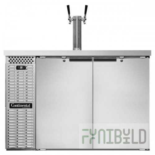 Continental Refrigerator KC50S-N-SS Double Tap Kegerator Beer Dispenser, Shallow Depth - Stainless Steel, (2) 1/2 Keg Capacity