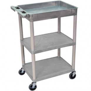 Luxor STC122-G Gray Three Shelf Utility Cart