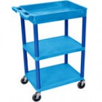 Luxor STC122-G Gray Three Shelf Utility Cart