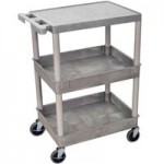 Luxor STC122-G Gray Three Shelf Utility Cart