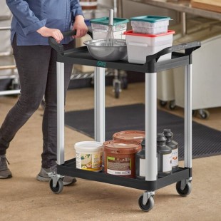Choice Black Utility / Bussing Cart with Two Shelves - 32