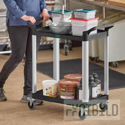 Choice Black Utility / Bussing Cart with Two Shelves - 32