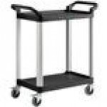 Choice Black Utility / Bussing Cart with Two Shelves - 32 Choice Black Utility / Bussing Cart with Two Shelves - 32