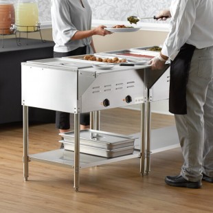 Avantco STE-2S Two Pan Open Well Electric Steam Table with Undershelf - 120V, 1000W