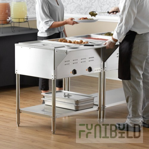 Avantco STE-2S Two Pan Open Well Electric Steam Table with Undershelf - 120V, 1000W