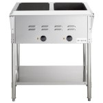 Avantco STE-2S Two Pan Open Well Electric Steam Table with Undershelf - 120V, 1000W