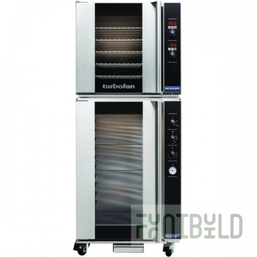 Moffat E32D5/P12M Turbofan Full Size Electric Digital Convection Oven with Steam Injection and 12 Tray Holding Cabinet / Proofer - 208V