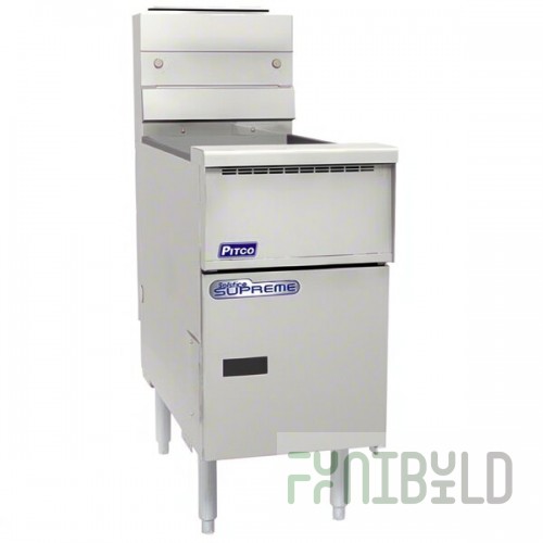 Pitco® SSH55-SSTC Solofilter Solstice Supreme Natural Gas 40-50 lb.Floor Fryer with Solid State Thermostatic Controls - 80,000 BTU