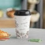 Choice 16 oz. Sleeveless Bean Print Paper Hot Cup and Lid - 100/Case Choice 16 oz. Sleeveless Bean Print Paper Hot Cup and Lid - 100/Case