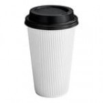 Choice 16 oz. Sleeveless Bean Print Paper Hot Cup and Lid - 100/Case Choice 16 oz. Sleeveless Bean Print Paper Hot Cup and Lid - 100/Case