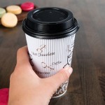 Choice 16 oz. Sleeveless Bean Print Paper Hot Cup and Lid - 100/Case Choice 16 oz. Sleeveless Bean Print Paper Hot Cup and Lid - 100/Case