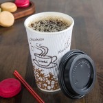 Choice 16 oz. Sleeveless Bean Print Paper Hot Cup and Lid - 100/Case Choice 16 oz. Sleeveless Bean Print Paper Hot Cup and Lid - 100/Case