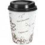 Choice 16 oz. Sleeveless Bean Print Paper Hot Cup and Lid - 100/Case Choice 16 oz. Sleeveless Bean Print Paper Hot Cup and Lid - 100/Case