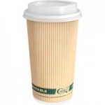 Choice 16 oz. Sleeveless Bean Print Paper Hot Cup and Lid - 100/Case Choice 16 oz. Sleeveless Bean Print Paper Hot Cup and Lid - 100/Case