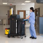 Rubbermaid® 1861427 Executive High Security Janitor Cart with Locking Hood and Cabinets