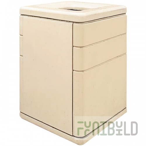 Wausau Tile TF1045 44 Gallon Concrete Square Trash Can with Pitch-In Lid and Side Door
